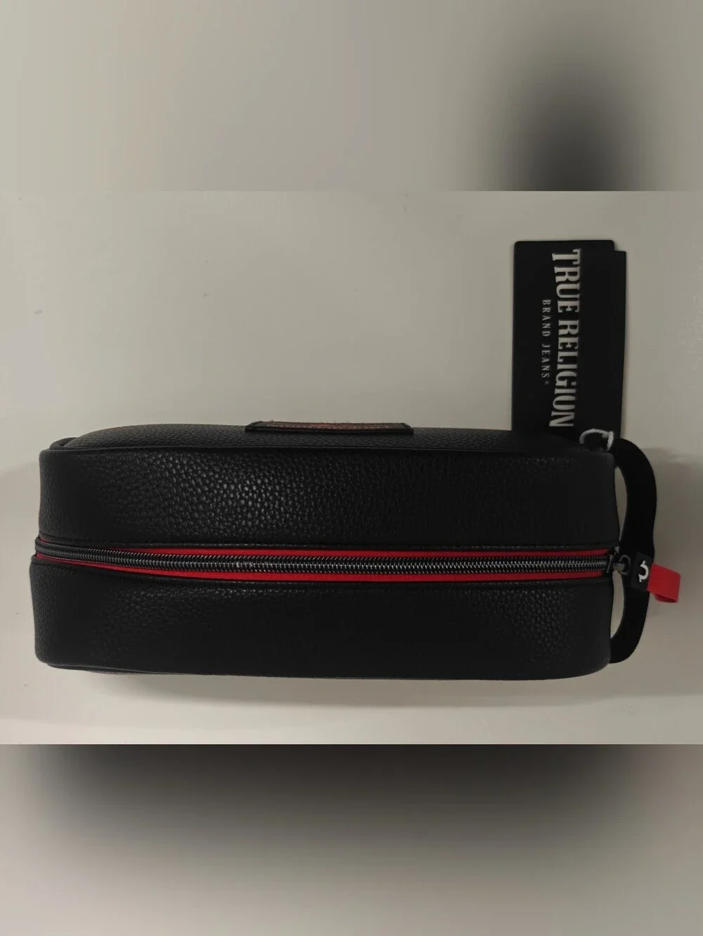 True Religion Men’s Toiletry Bag Black/Red Travel Dopp Kit